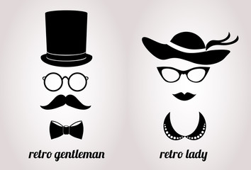 Wall Mural - retro and gentleman vector icon.