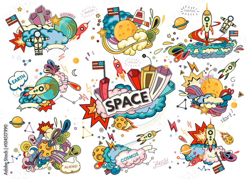 Photo Cartoon vector illustration of space