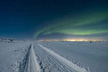 aurora over road