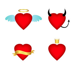 Wall Mural - Valentine collection of heart icons. Vector illustration.