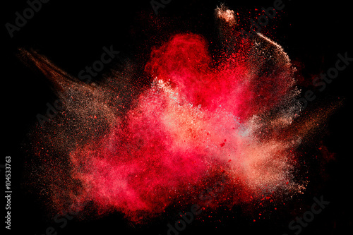 Fotografía Colorful Dust Particle Explosion Isolated on Black