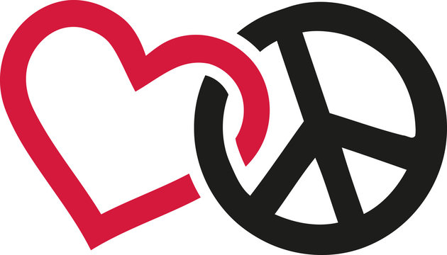 love and peace signs intertwined