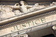 Justice sign on a Courtroom Building.