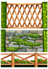 Poster - Fence design with wooden  and stone