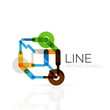 © antishock - Linear abstract logo, connected multicolored segments of lines geometrical figure