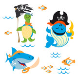 Fototapeta Pokój dzieciecy - Set of cute Animals pirate design 