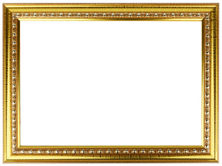 Gold vintage frame isolated on white. Gold frame louis abstract design.