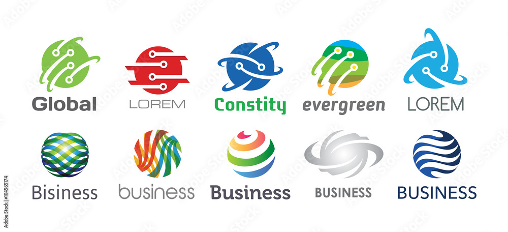 Technology Logo Design Set V.4 Stock Vector | Adobe Stock