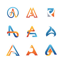 Abstract Letter A Design Logo Set