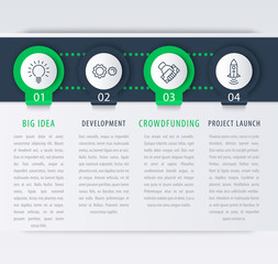 Canvas Print - Startup infographic design elements, 1, 2, 3, 4 steps, timeline, business infographics template, vector illustration