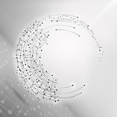 Poster - Wireframe mesh polygonal element. Sphere with connected lines and dots. Connection Structure. Complex geometric shapes.  Geometric Modern Technology Concept. Social Network Graphic Concept