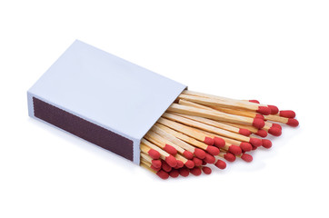 the matchbox and matches isolated on white background