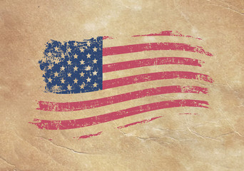 Wall Mural - American flag on an old piece of paper 