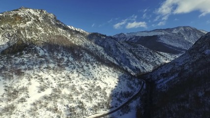 Poster - Winter mountain landscape.
Footage over snow covered mountains in a clear day