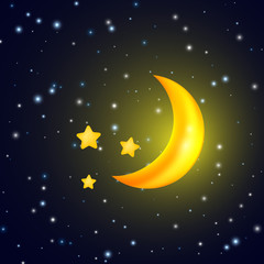 Wall Mural - moon and stars. vector background with evening sky