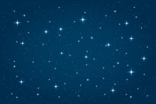 Blue Night Starry Background. Vector Horizontal Design Template