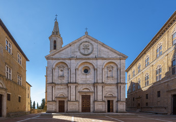 Wall Mural - Famous square in front of Duomo in Pienza, ideal Tuscan town, It