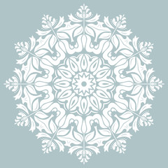 Wall Mural - oriental vector round pattern with white arabesques and floral elements. traditional classic ornamen