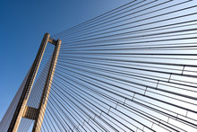 Bridge Steel Ropes Constructions On Sky  Background
