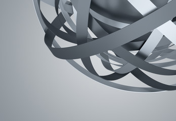 Poster - Abstract 3d rendering of sphere with rings in empty space. Futuristic shape. Surreal background.