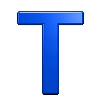 One letter from blue alphabet set, isolated on white. Computer generated 3D photo rendering.