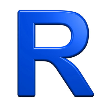 One letter from blue alphabet set, isolated on white. Computer generated 3D photo rendering.