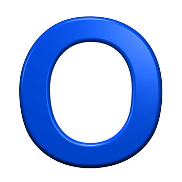 One letter from blue alphabet set, isolated on white. Computer generated 3D photo rendering.