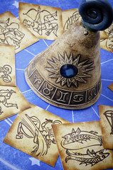 Wall Mural - classic cards with all signs of the zodiac placed in a circle
