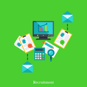 Recruitment and employment flat illustration concept.