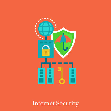 Internet security and local nets flat illustration concept.
