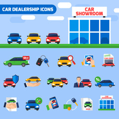 Poster - Car Dealership Flat Icons Composition Banner