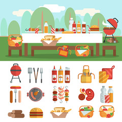 Canvas Print - BBQ party banner set