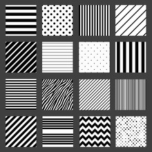 Unusual Black White Striped Pattern Set