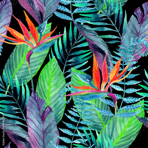 Stoffe zum Nähen Tropical leaves seamless pattern. Floral design background.