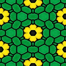 Green Marble Stony Mosaic Seamless Pattern Texture Background With Yellow Flowers