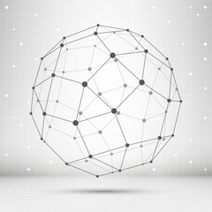 Poster - Wireframe mesh polygonal element. Sphere with connected lines and dots. Vector Illustration EPS10.