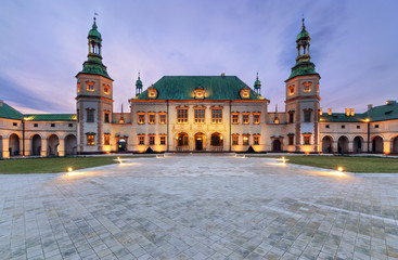 Bishop`s Palace after sunset in Kielce, Poland