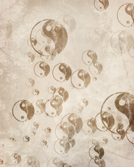 Wall Mural - Grunge yin yang symbol background.