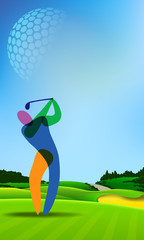 Wall Mural - golfer on golf course
