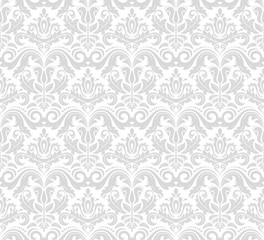 Wall Mural - damask seamless ornament. traditional silver pattern. classic oriental background