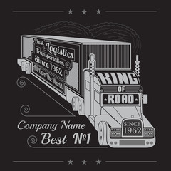 Wall Mural - silhouette of truck with trailer and lettering king of road