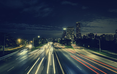 Canvas Print - City Highway at night