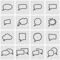 Sticker - Vector line speach bubbles icon set. Speach Bubbles Icon Object, Speach Bubbles Icon Picture, Speach Bubbles Icon Image - stock vector