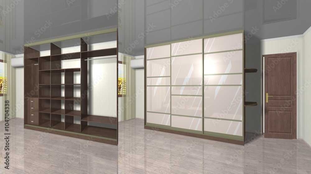 design Cabinet with sliding doors 3D rendering Stock Illustration ...