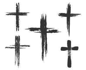 brush painted cross icons