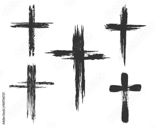 Fotografía Brush painted cross icons