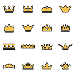 Wall Mural - trendy flat line icon pack for designers and developers. vector line crown icon set, crown icon obje