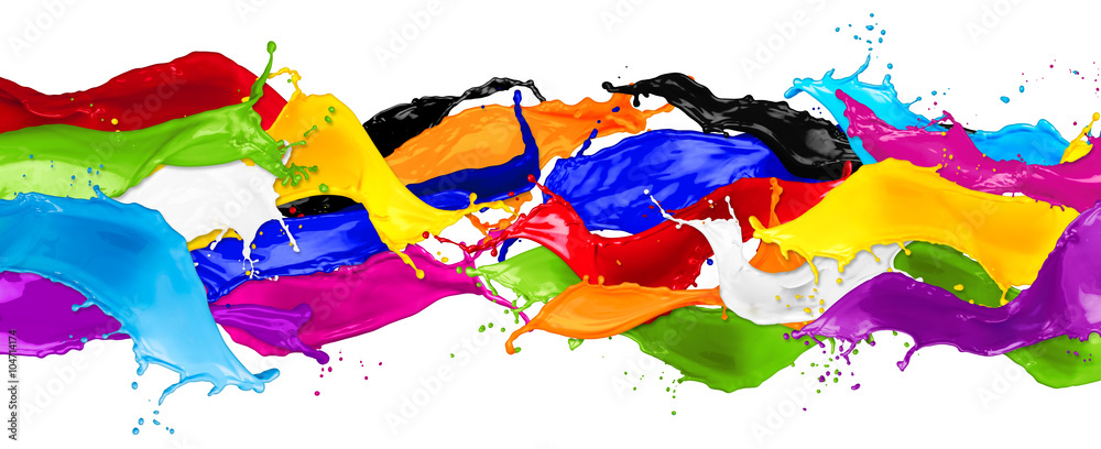colorful wild color splash isolated on white background - obrazy, fototapety, plakaty 