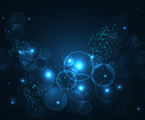 Wall Mural - Abstract blue bokeh digital background. Vector illustration.