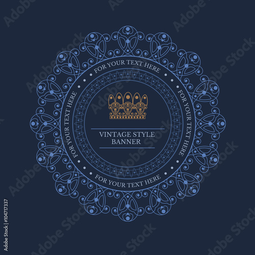 Crown In The Centre Of Calligraphic Circle Frame From Lines